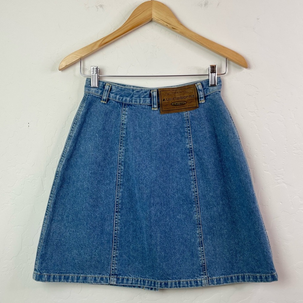 Vintage Liz Claiborne Liz Wear 80s 90s Denim Jean Mini Skirt Size 4 Petite - Picture 4 of 16